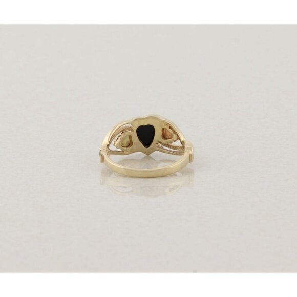 10k Yellow Gold Black Onyx Heart Black Hills Gold Ring Size 7 1/2 - Picture 6 of 7
